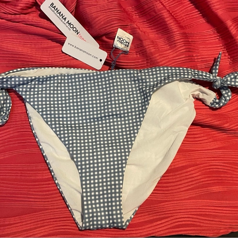 Banana Moon Blue and White Checkered Bikini Bottom